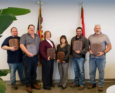 Kenneth Canole, William Montgomery, Caryn Ginter, Sheila Sublett, Bryan Boyce, Darren Kimbrel. Not pictured: Vicki Gilpin, David Critchfield, Marcus Kirkpatrick, and Joyce Madole