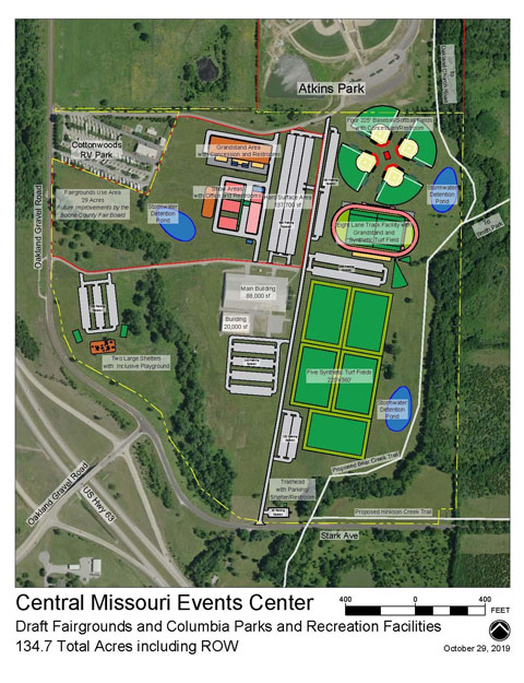 map of the Central Missouri Events Center for county fair