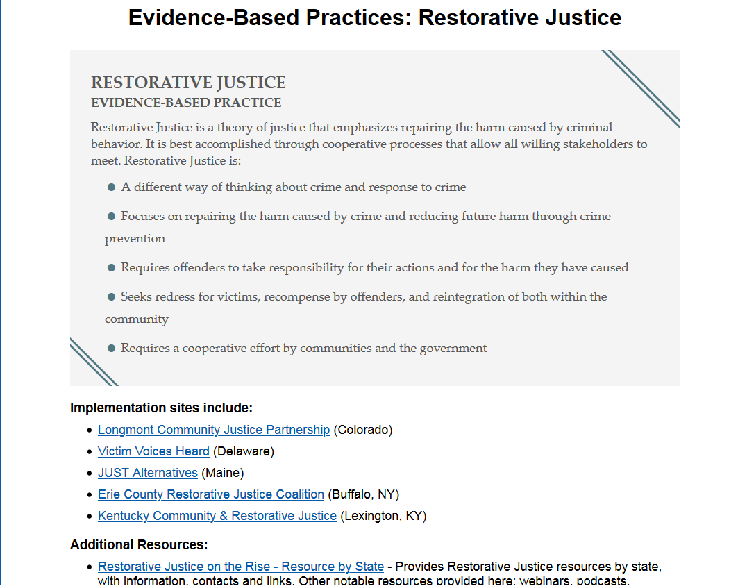 Download Evidence-based practices: Restorative justice PDF