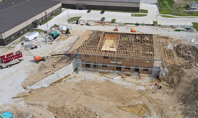 Construction site of the Boone County Early Learning Center, with the Regional Training Center in the background.
