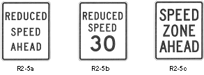 Reduced Speed Ahead Signs