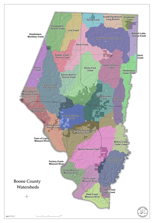Boone County, Missouri watershed map