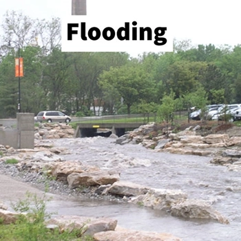 image of a sidewalk and adjacent area flooding
